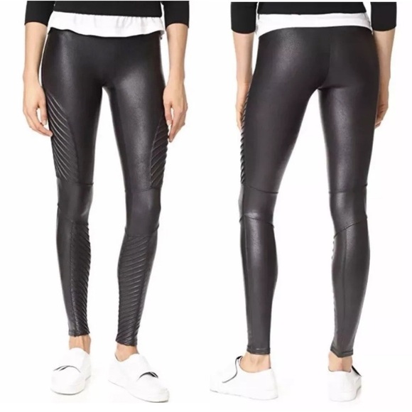 Spanx Black Faux Leather Moto Leggings - Picture 1 of 9